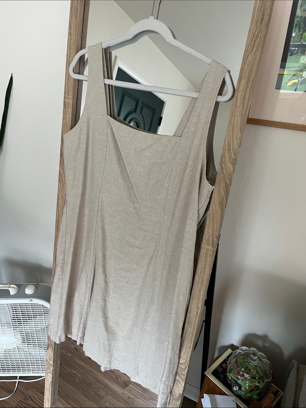 Old Navy Neutral Beige Square-Neck Tank with Wide Straps